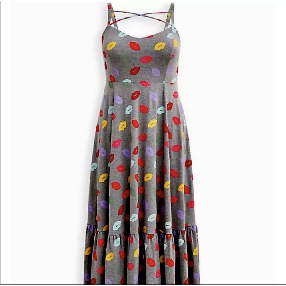Colorful Lip Print Maxi Dress